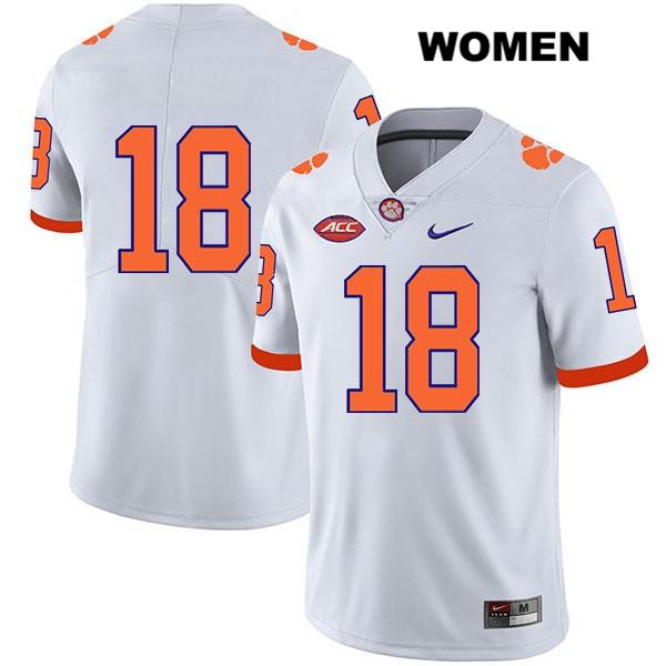 Women's Clemson Tigers #18 Joseph Charleston Stitched White Legend Authentic Nike No Name NCAA College Football Jersey YAN8746GO